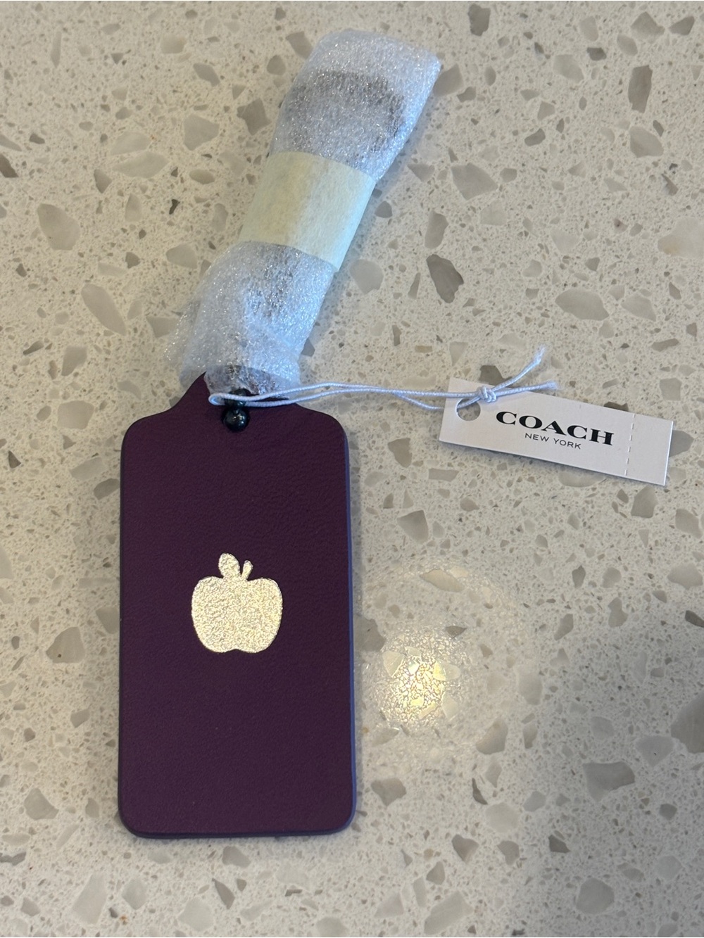 Coach Aubergine Purple Leather Big Apple NY Hangtag with Logo. Limited Edition